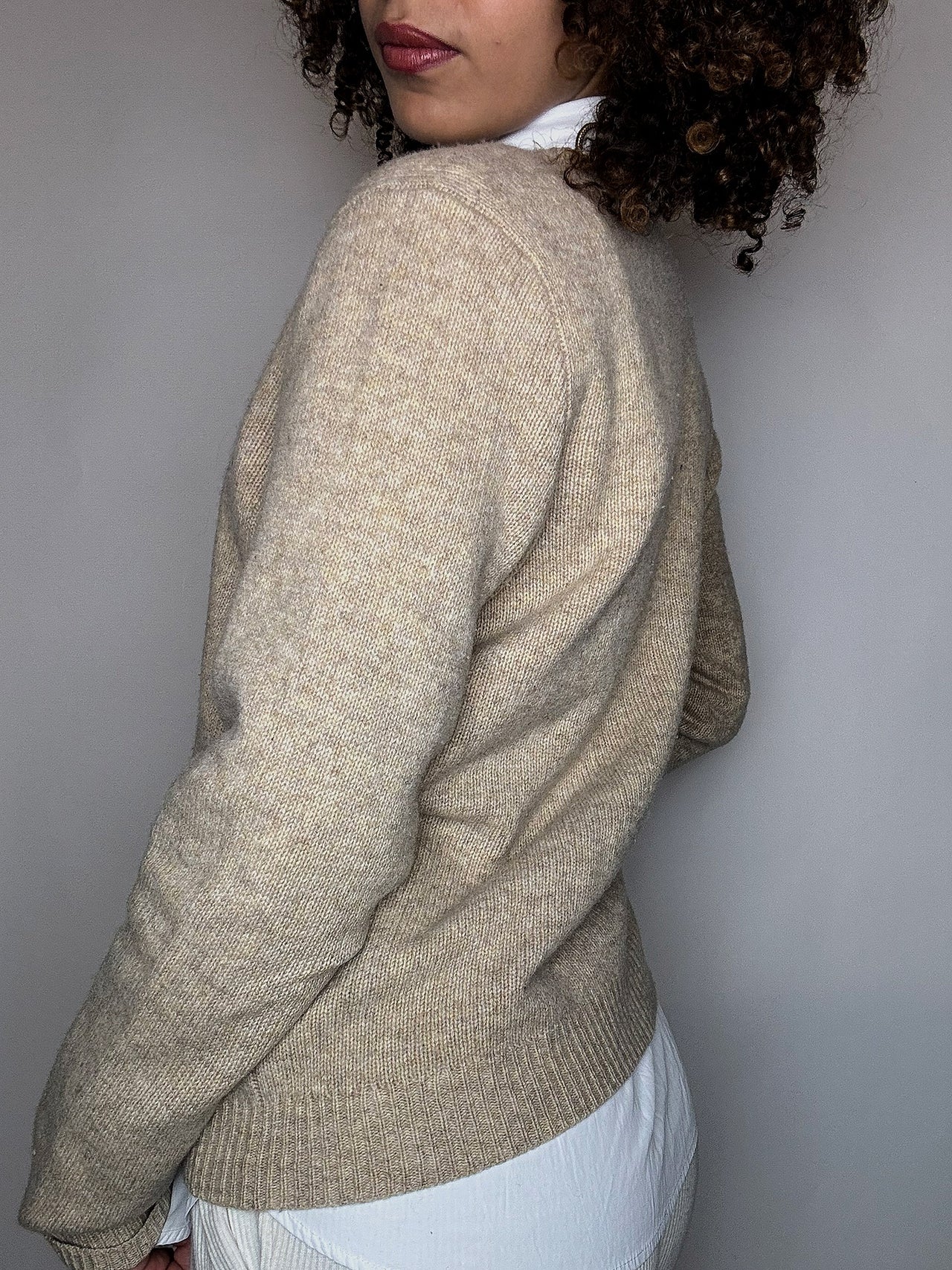 Pull col V beige RALPH LAUREN XL vintage