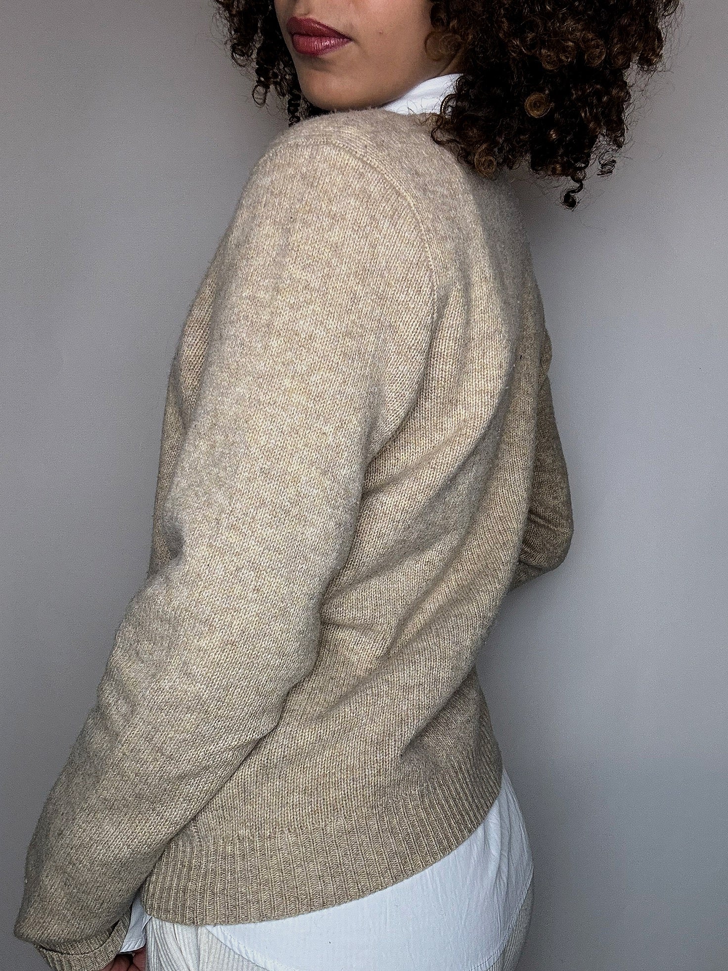 Pull col V beige RALPH LAUREN XL vintage
