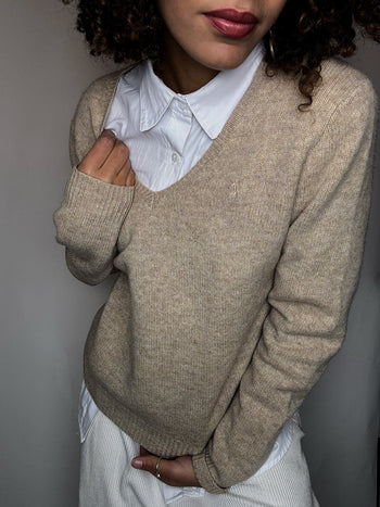 Pull col V beige RALPH LAUREN XL vintage