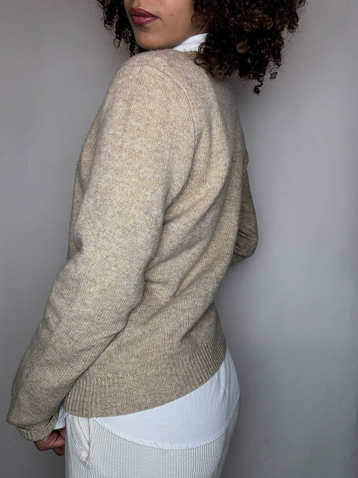 Pull col V beige RALPH LAUREN XL vintage