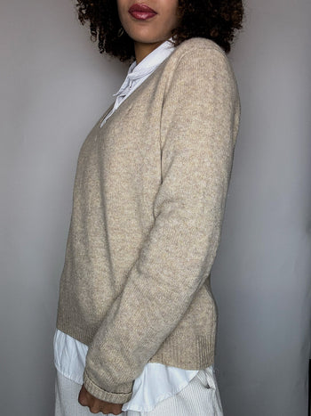 Pull col V beige RALPH LAUREN XL vintage