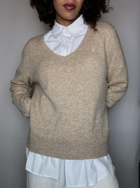 Pull col V beige RALPH LAUREN XL vintage