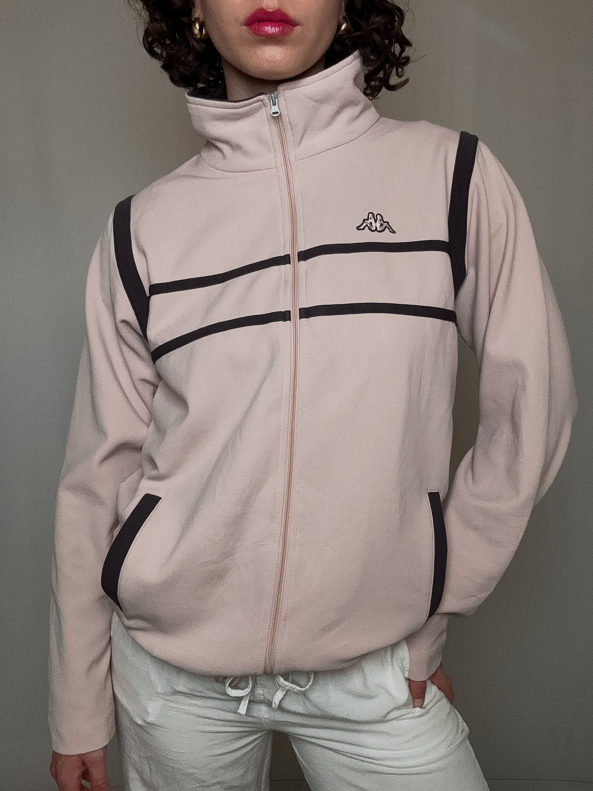 jacket de sport rose poudrée Kappa L vintage