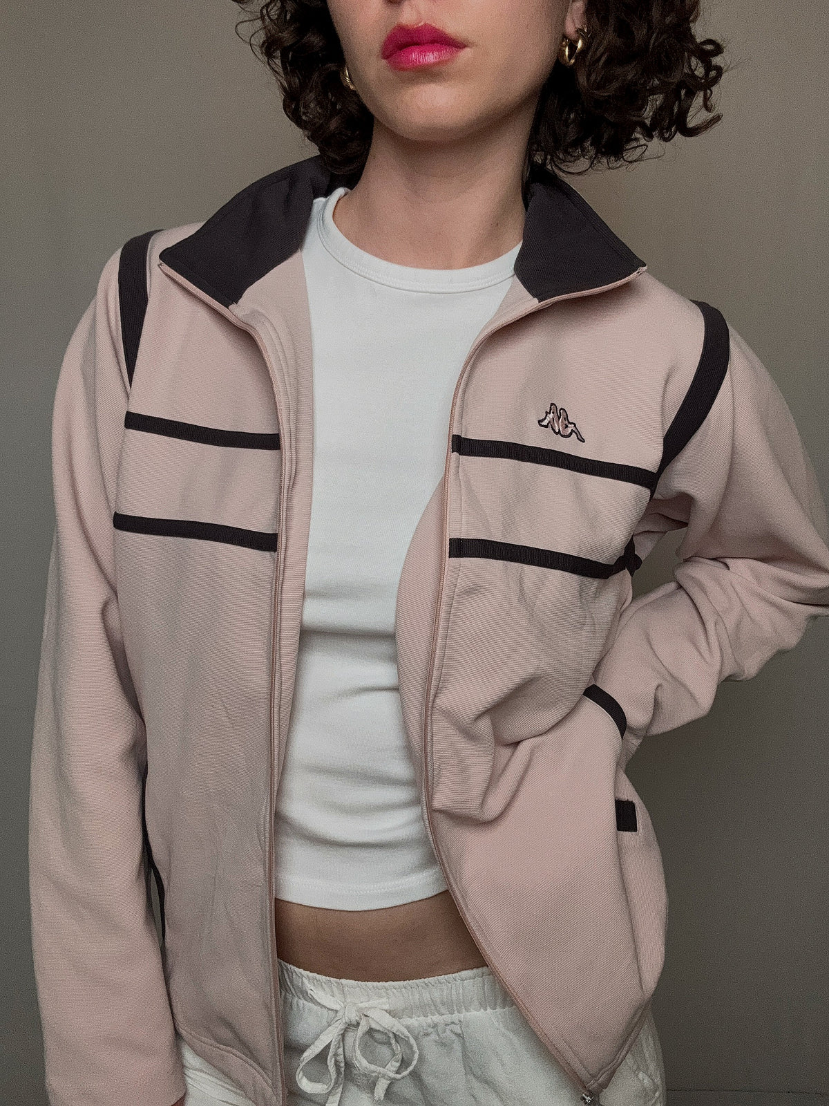 jacket de sport rose poudrée Kappa L vintage