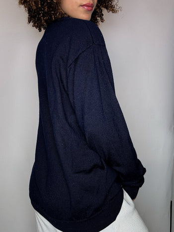 Pull col V marine LACOSTE XL vintage