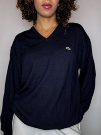 Pull col V marine LACOSTE XL vintage