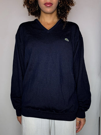 Pull col V marine LACOSTE XL vintage