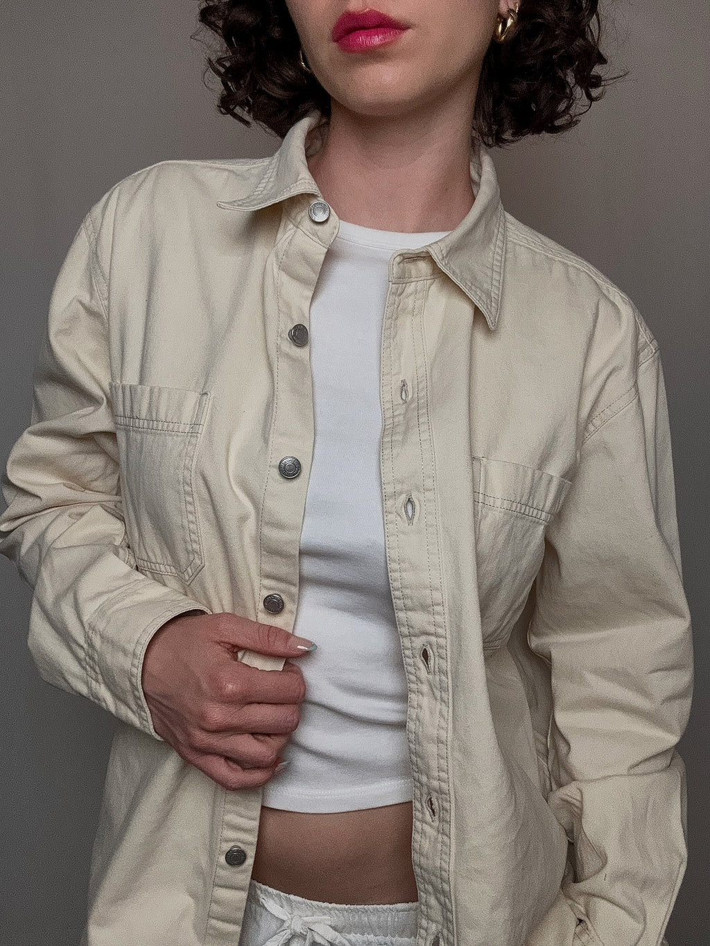 Cremefarbenes Levi's Jeanshemd L Vintage