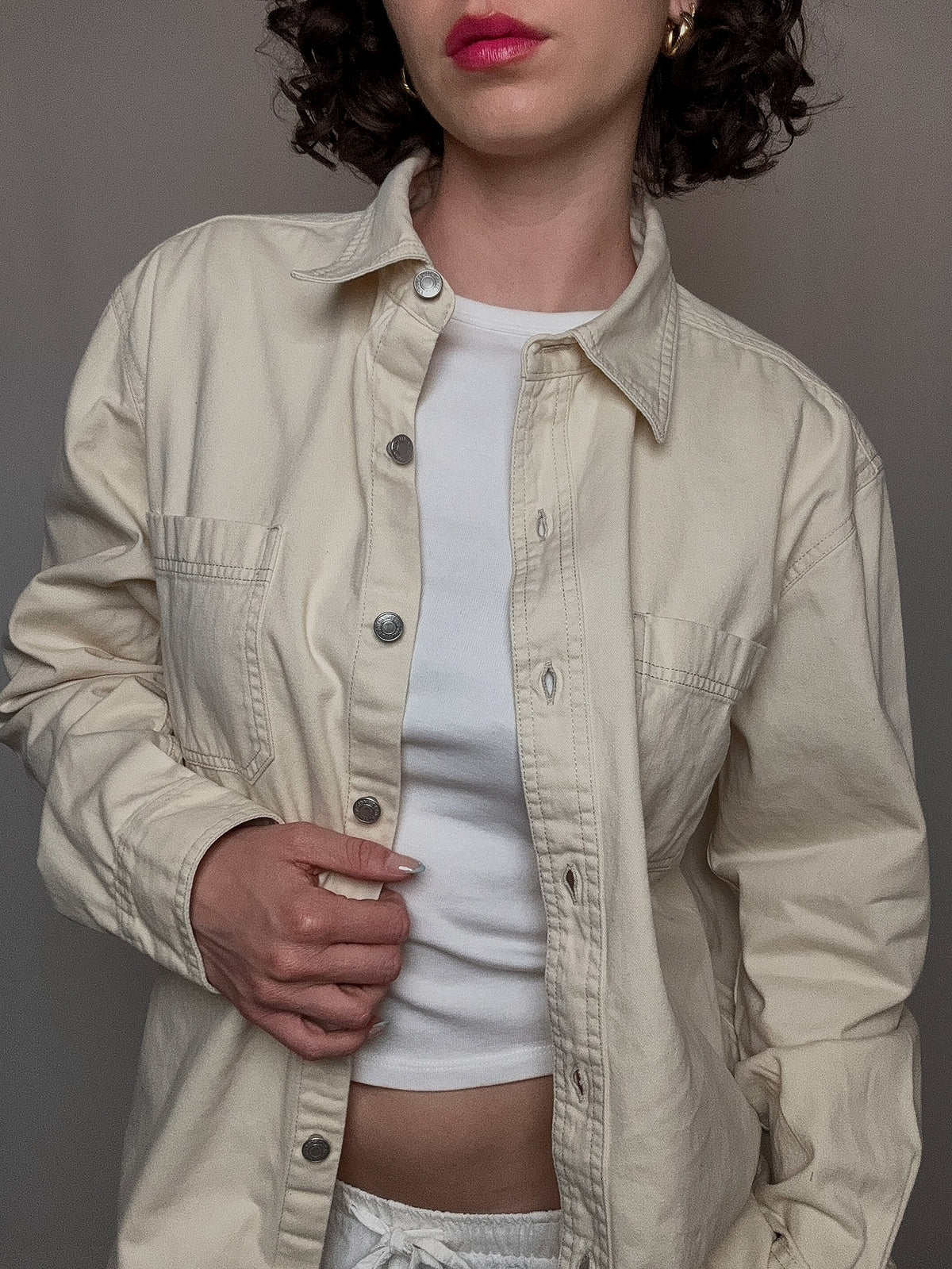 Cremefarbenes Levi's Jeanshemd L Vintage