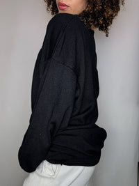 Pull en laine col V noir LACOSTE 3XL vintage
