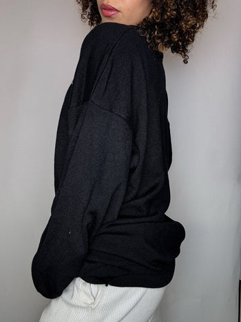 Pull en laine col V noir LACOSTE 3XL vintage