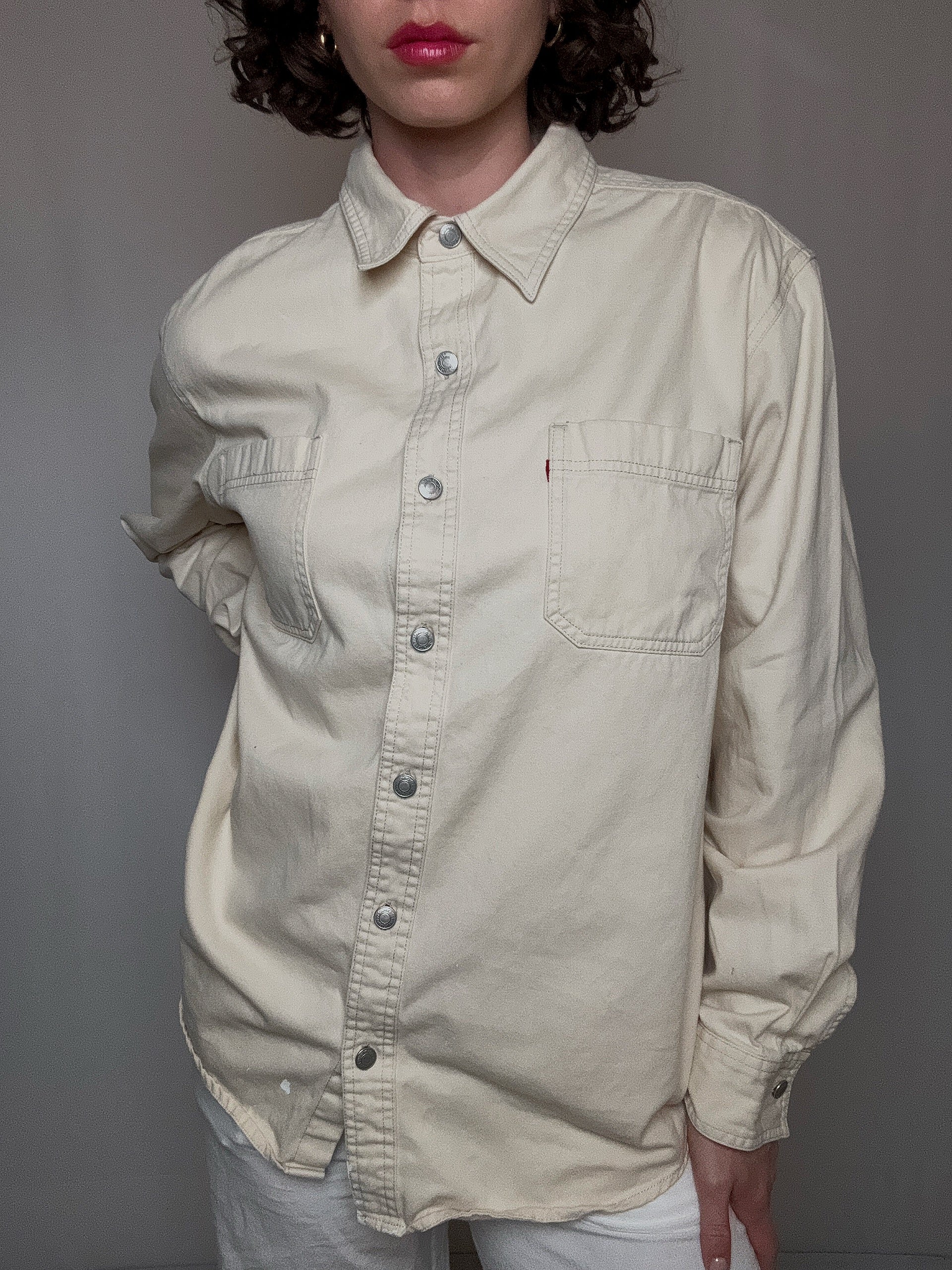 Cremefarbenes Levi's Jeanshemd L Vintage