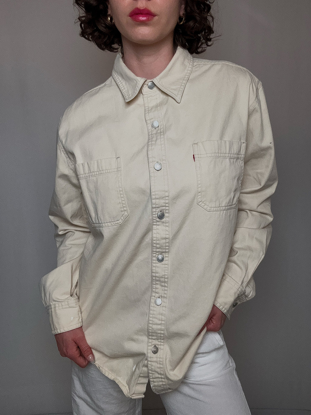 Cremefarbenes Levi's Jeanshemd L Vintage