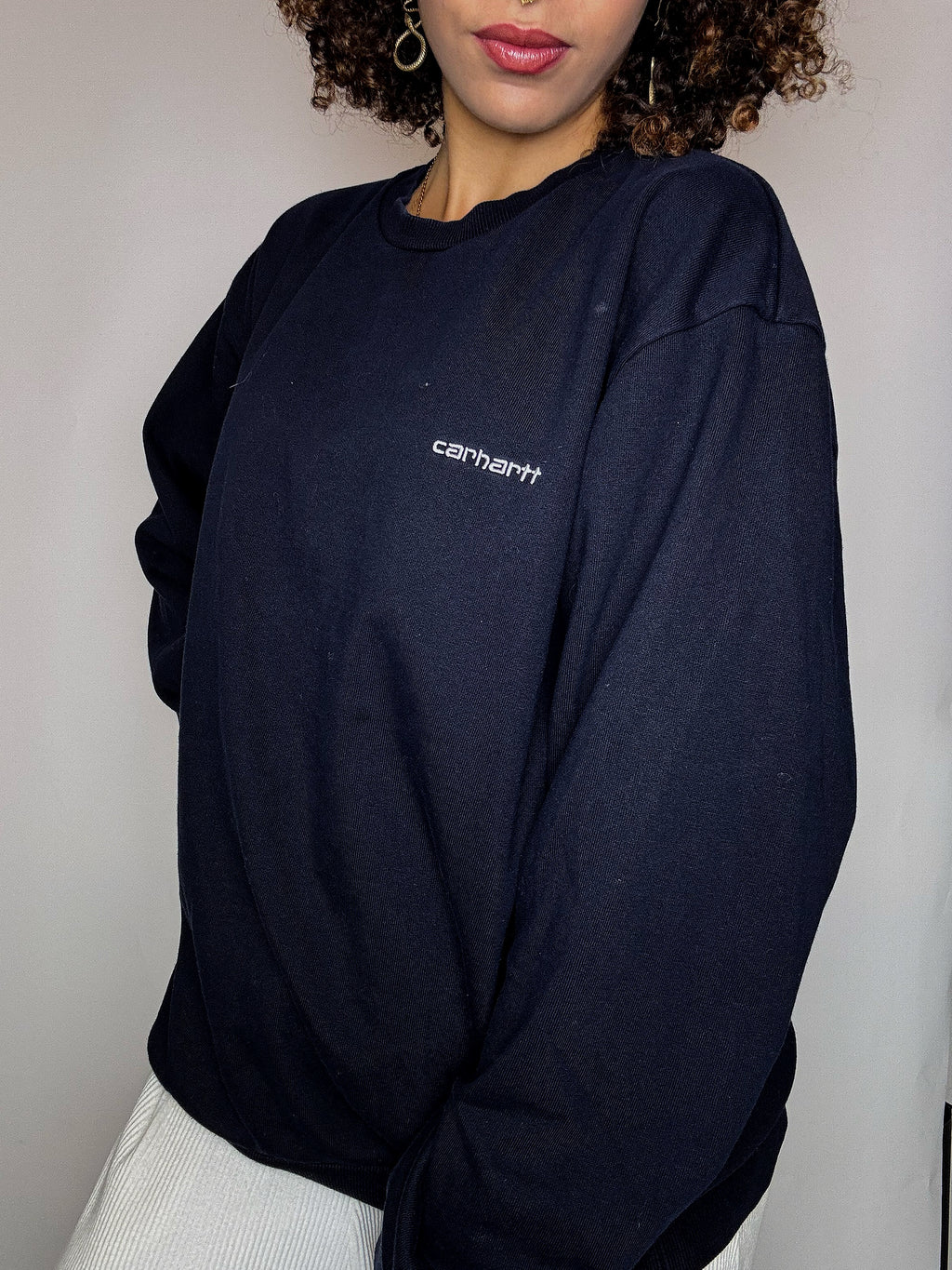 Vintage CARHARTT XL marineblaues Sweatshirt mit Rundhalsausschnitt