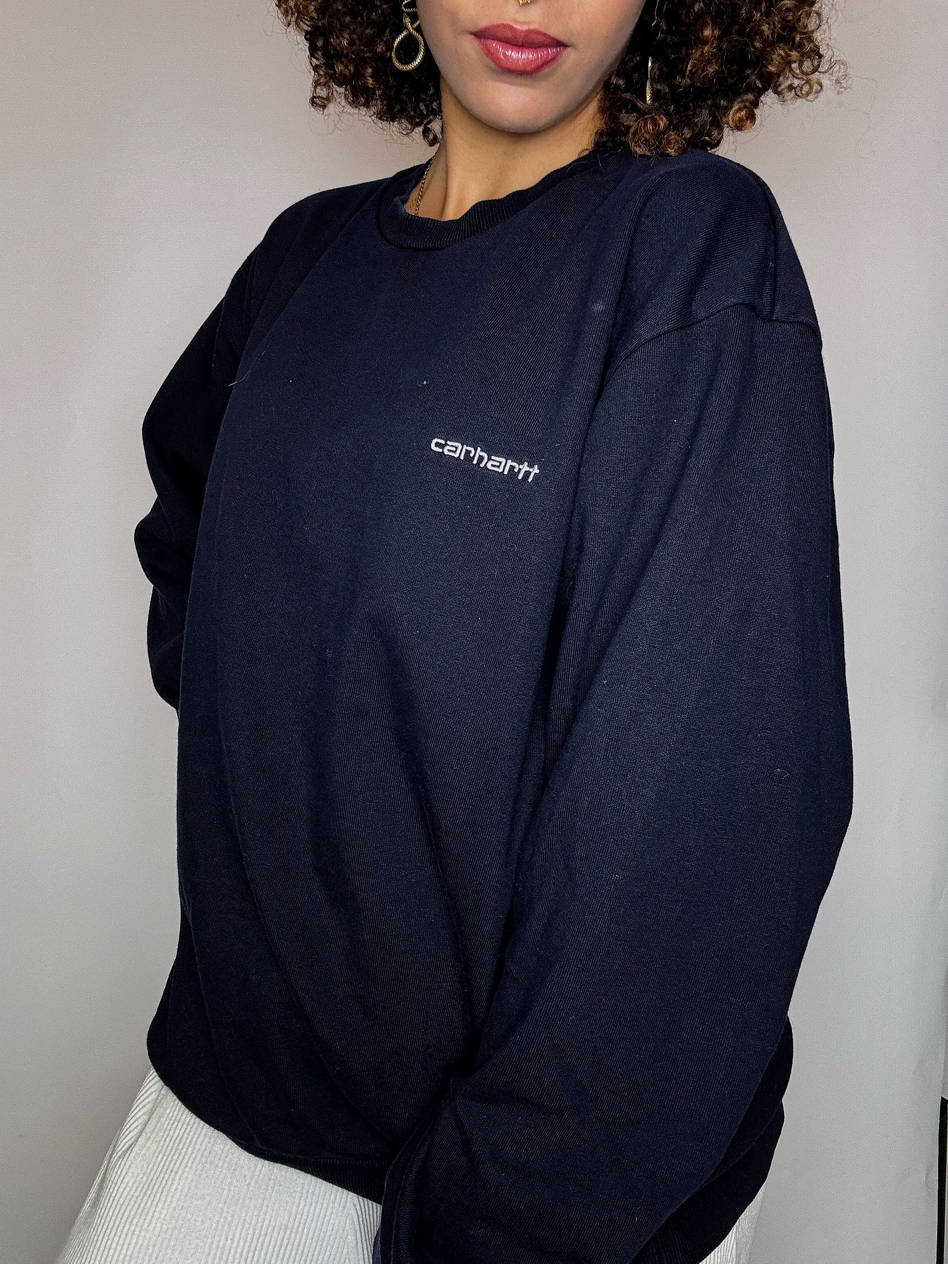Vintage CARHARTT XL marineblaues Sweatshirt mit Rundhalsausschnitt