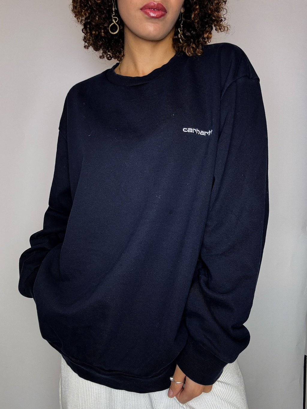 Vintage CARHARTT XL marineblaues Sweatshirt mit Rundhalsausschnitt
