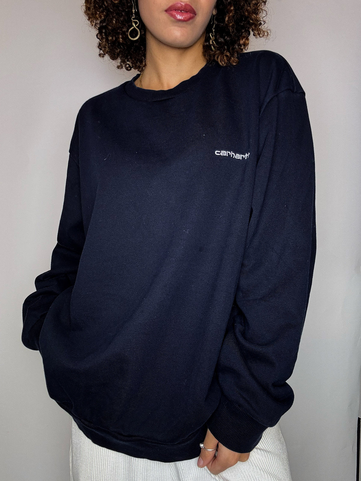 Vintage CARHARTT XL marineblaues Sweatshirt mit Rundhalsausschnitt