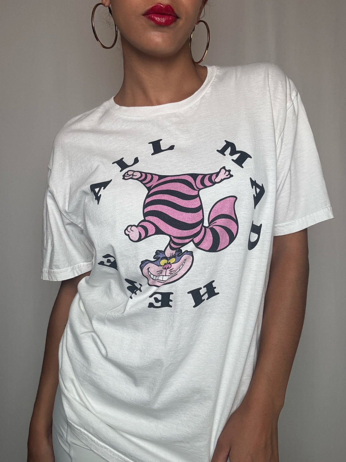 Tshirt blanc chat Cheshire M vintage