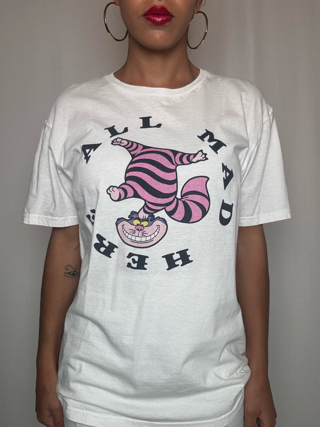Tshirt blanc chat Cheshire M vintage