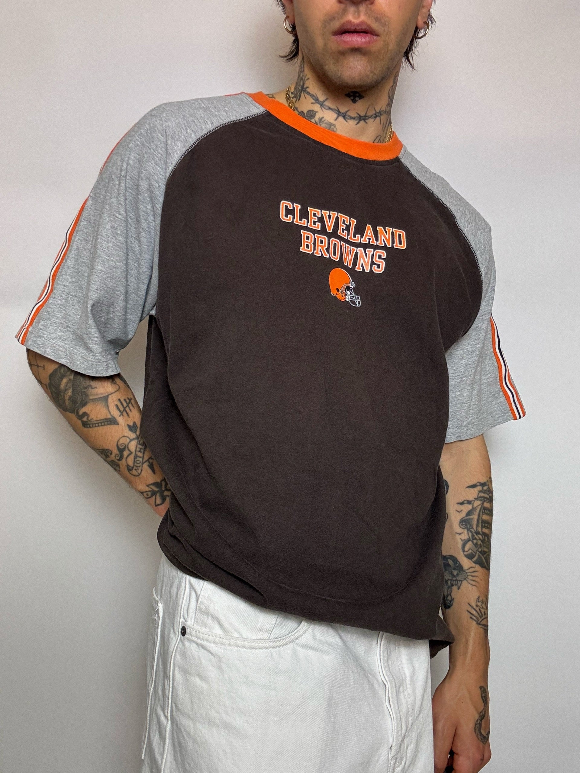 Tee shirt bicolore REEBOK x CLEVELAND BROWNS L vintage