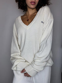 Pull col V beige LACOSTE M vintage