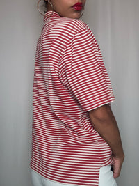 Polo rayé blanc et rouge L vintage
