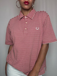 Polo rayé blanc et rouge L vintage