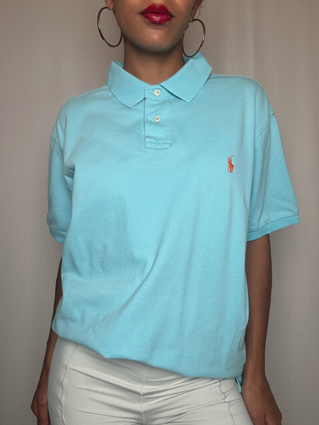 Polo bleu turquoise Ralph Lauren XL vintage