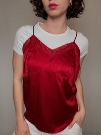 Rotes Seidentop L vintage
