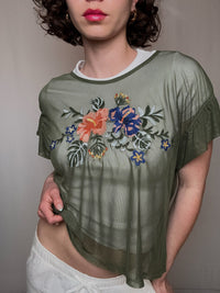 Besticktes Mesh-Oberteil, Einheitsgröße, Vintage