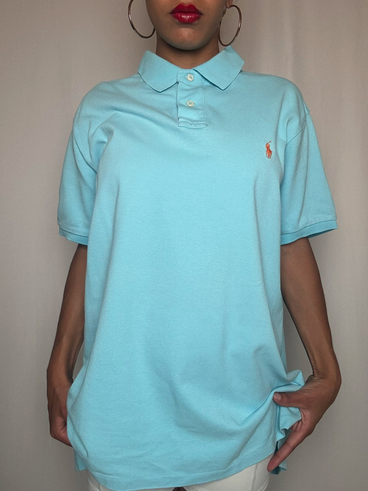 Polo bleu turquoise Ralph Lauren XL vintage