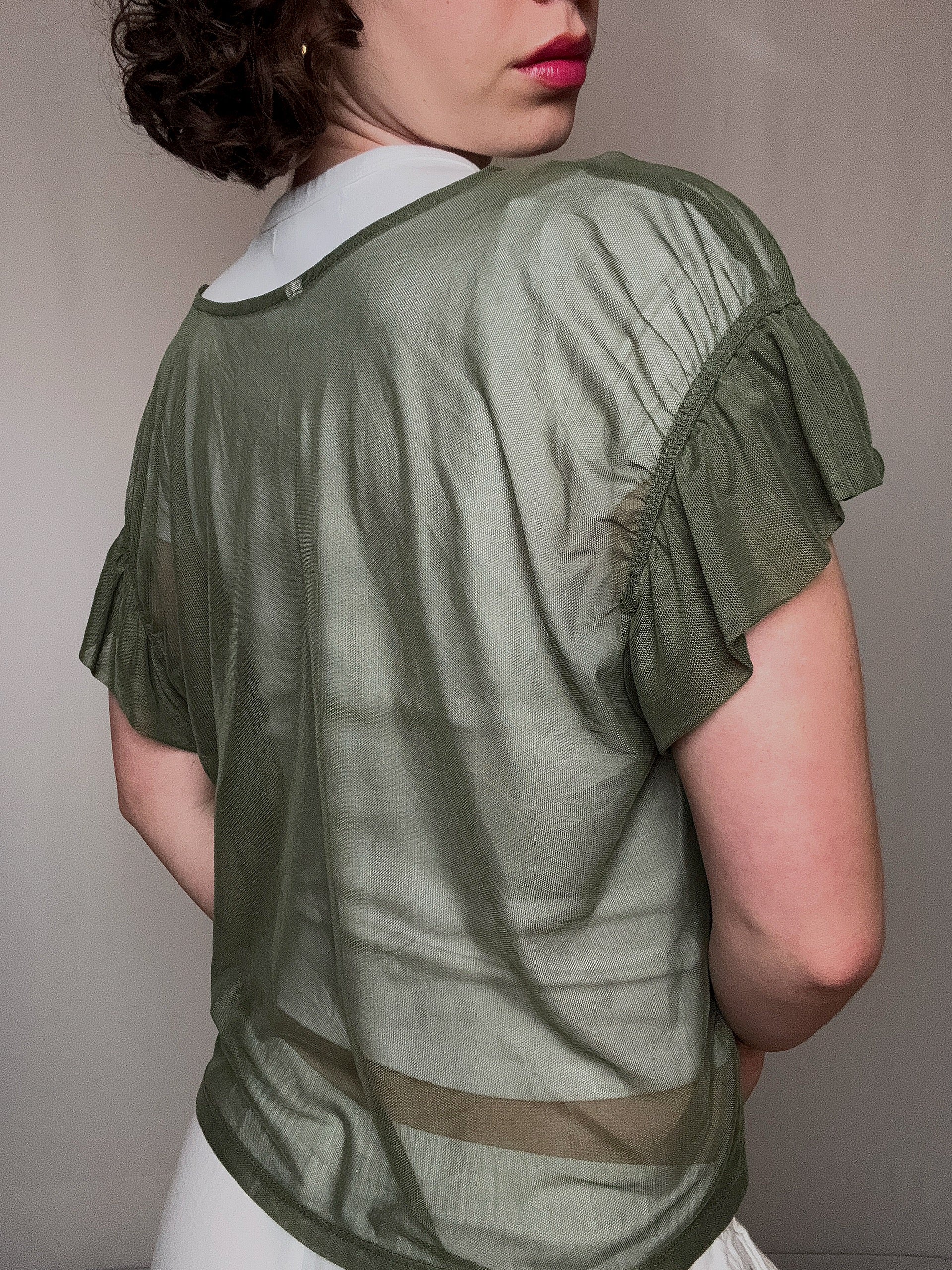 Besticktes Mesh-Oberteil, Einheitsgröße, Vintage