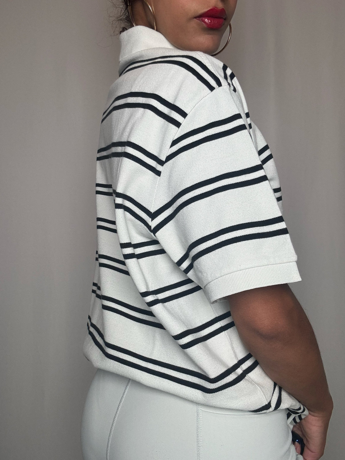 Polo rayé blanc Ralph Lauren XL vintage