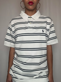 Polo rayé blanc Ralph Lauren XL vintage