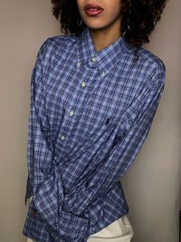 RALPH LAUREN blue plaid shirt XL vintage