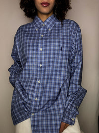 RALPH LAUREN blue plaid shirt XL vintage