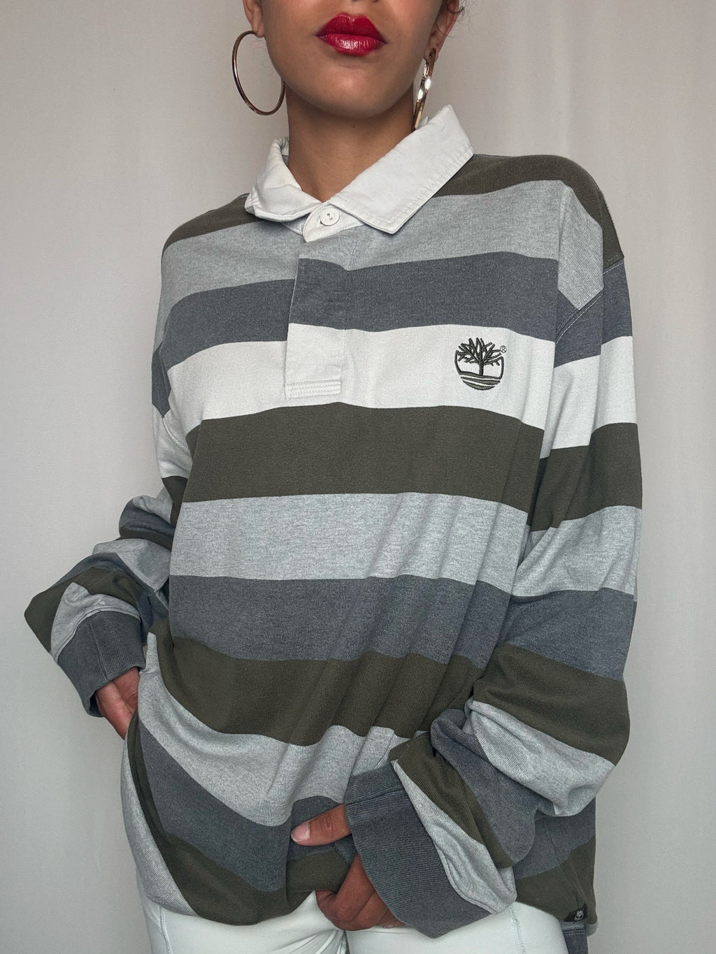 Polo manche longue rayé Timberland XL vintage