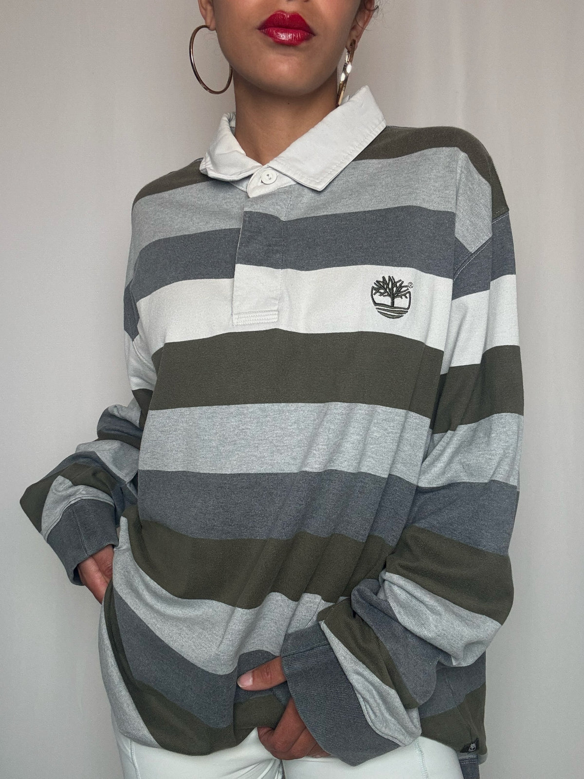 Polo manche longue rayé Timberland XL vintage