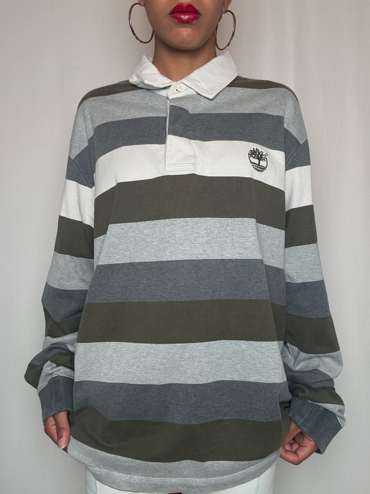 Polo manche longue rayé Timberland XL vintage