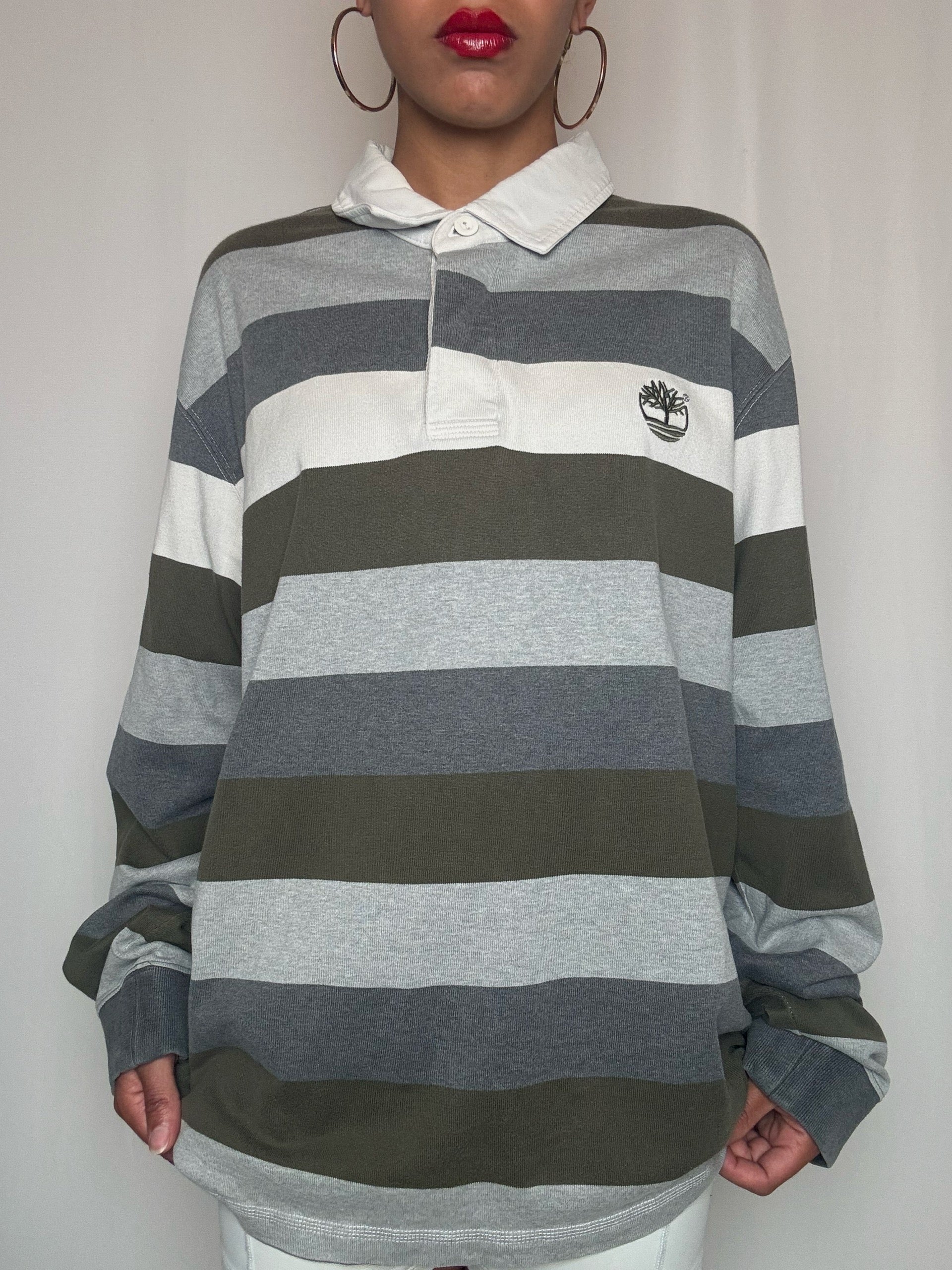 Polo manche longue rayé Timberland XL vintage