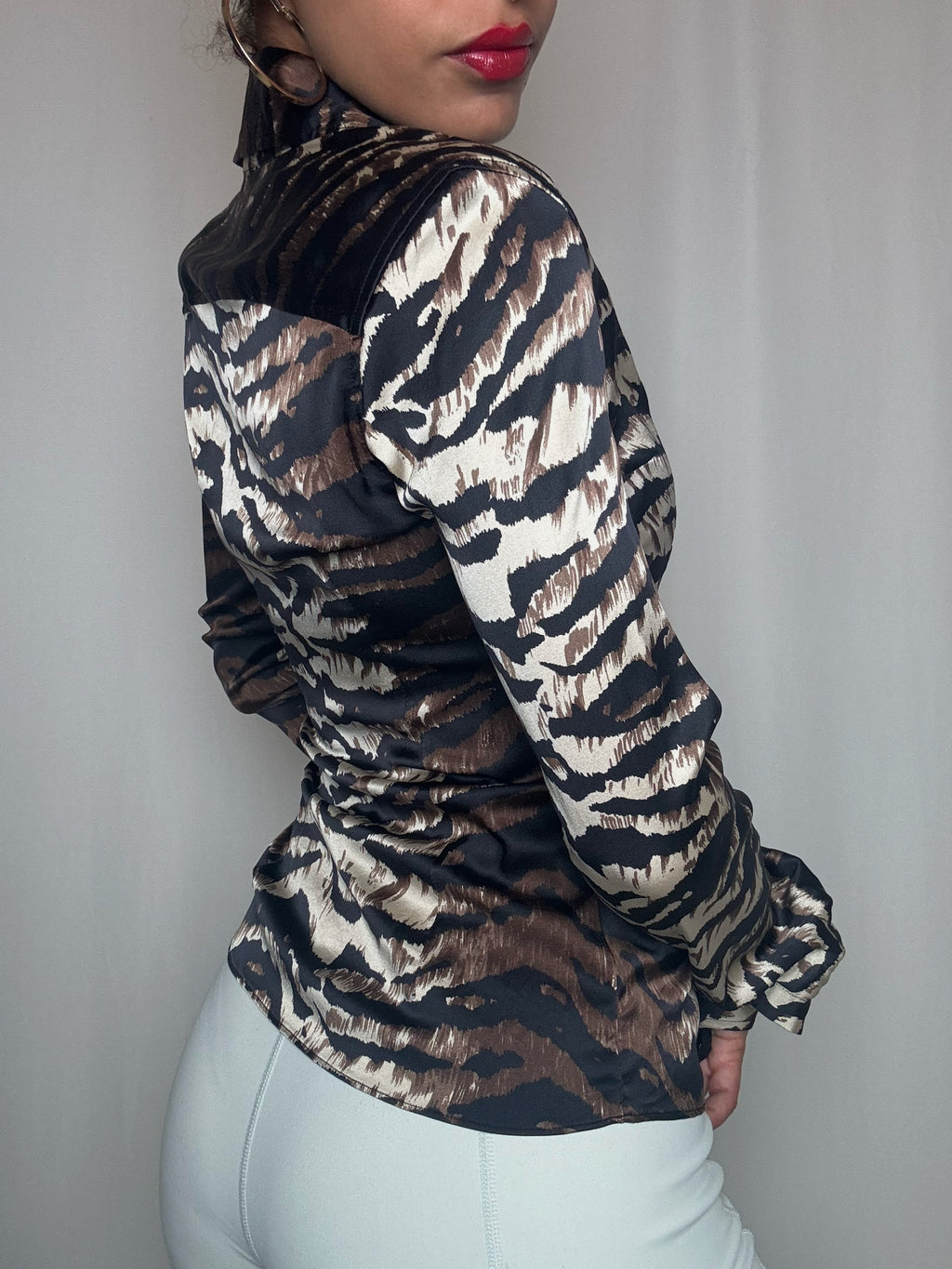 Chemise zébrée en soie M vintage