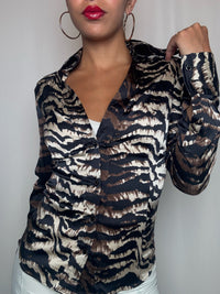Chemise zébrée en soie M vintage