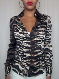Chemise zébrée en soie M vintage
