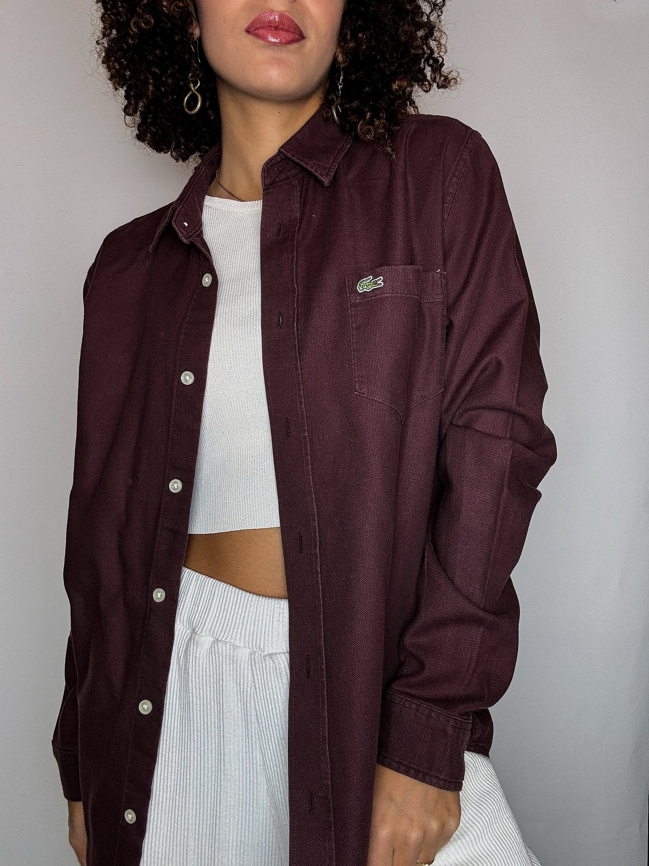 Chemise épaisse brune LACOSTE S/M vintage