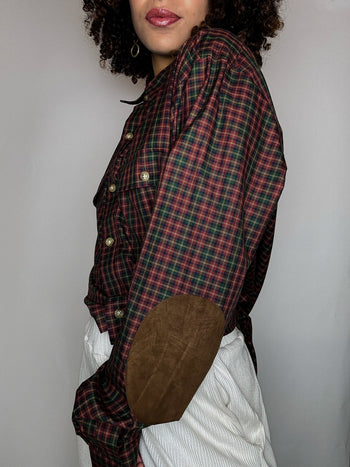 Chemise à carreaux avec coudières RALPH LAUREN M vintage