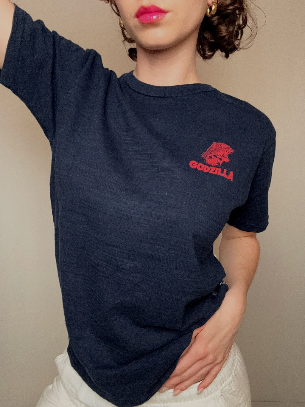 T-Shirt Navy Godzilla M Vintage