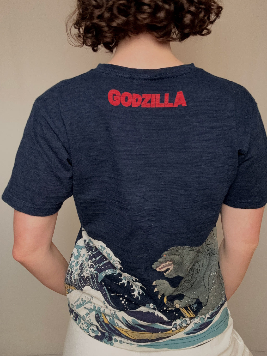 T-Shirt Navy Godzilla M Vintage