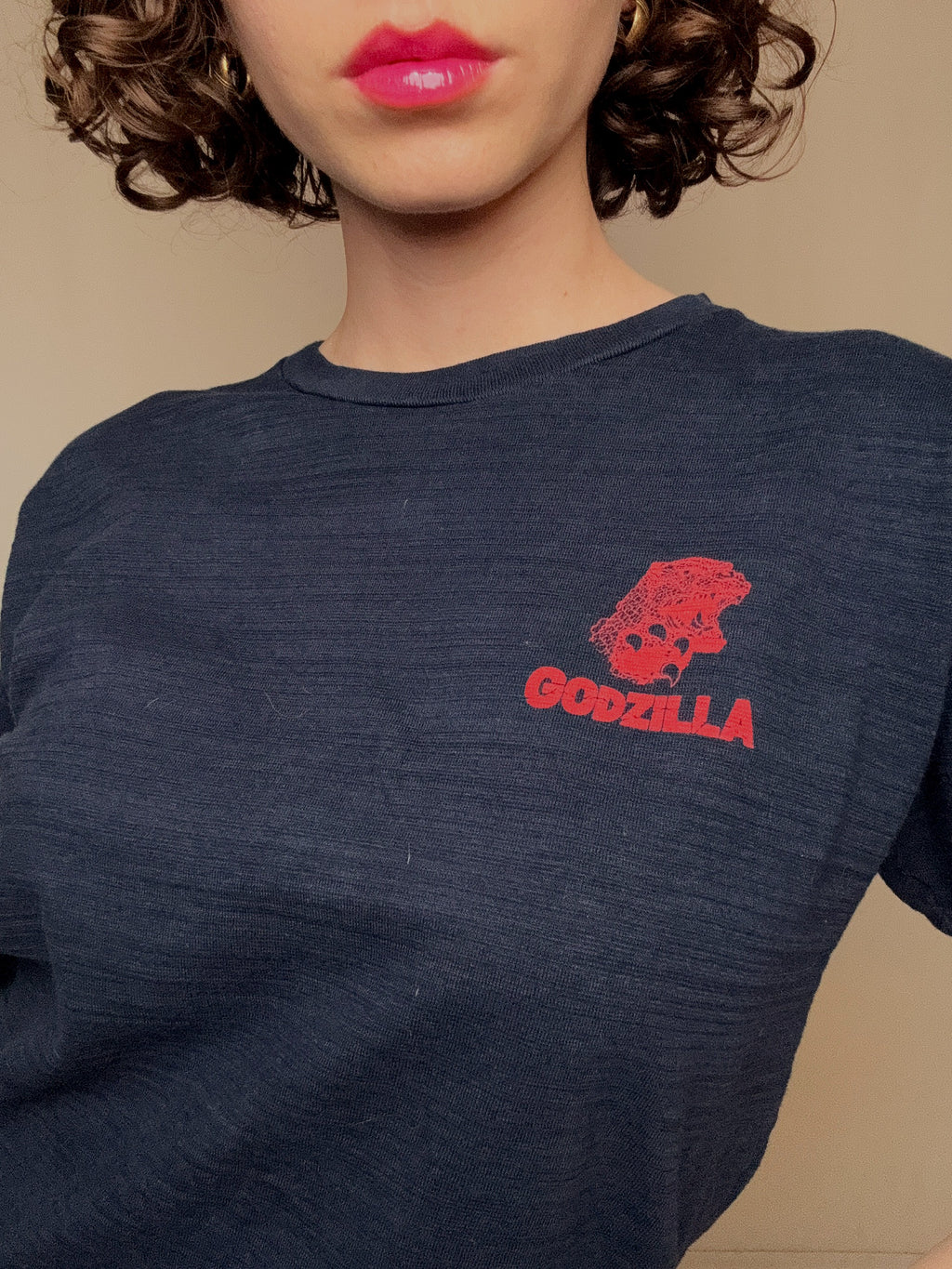 T-Shirt Navy Godzilla M Vintage
