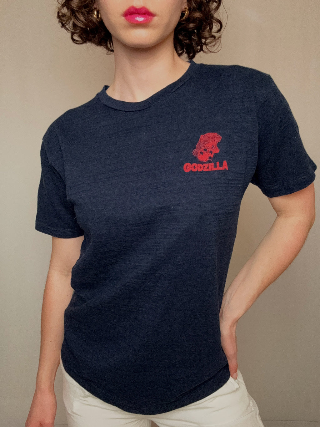 T-Shirt Navy Godzilla M Vintage