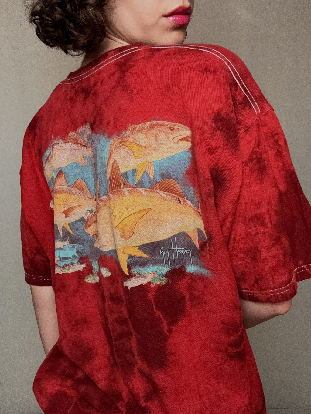 XL Vintage verwaschenes rotes T-Shirt